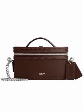 Coach Trail Bag 15 with Chain Strap in Silver/Maple Glovetanned Leather NWT